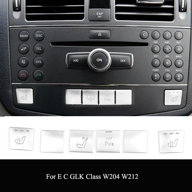 Abs para mercedes benz c e glk classe w204 w212 console cd interruptor do painel botão lantejoulas capa adesivos interior do carro acessórios