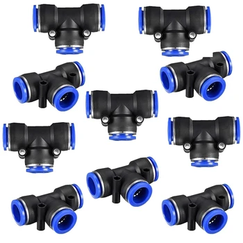 

100 Pieces / Pack PE Pneumatic Connector T-Type 3-Way for 8mm Tube