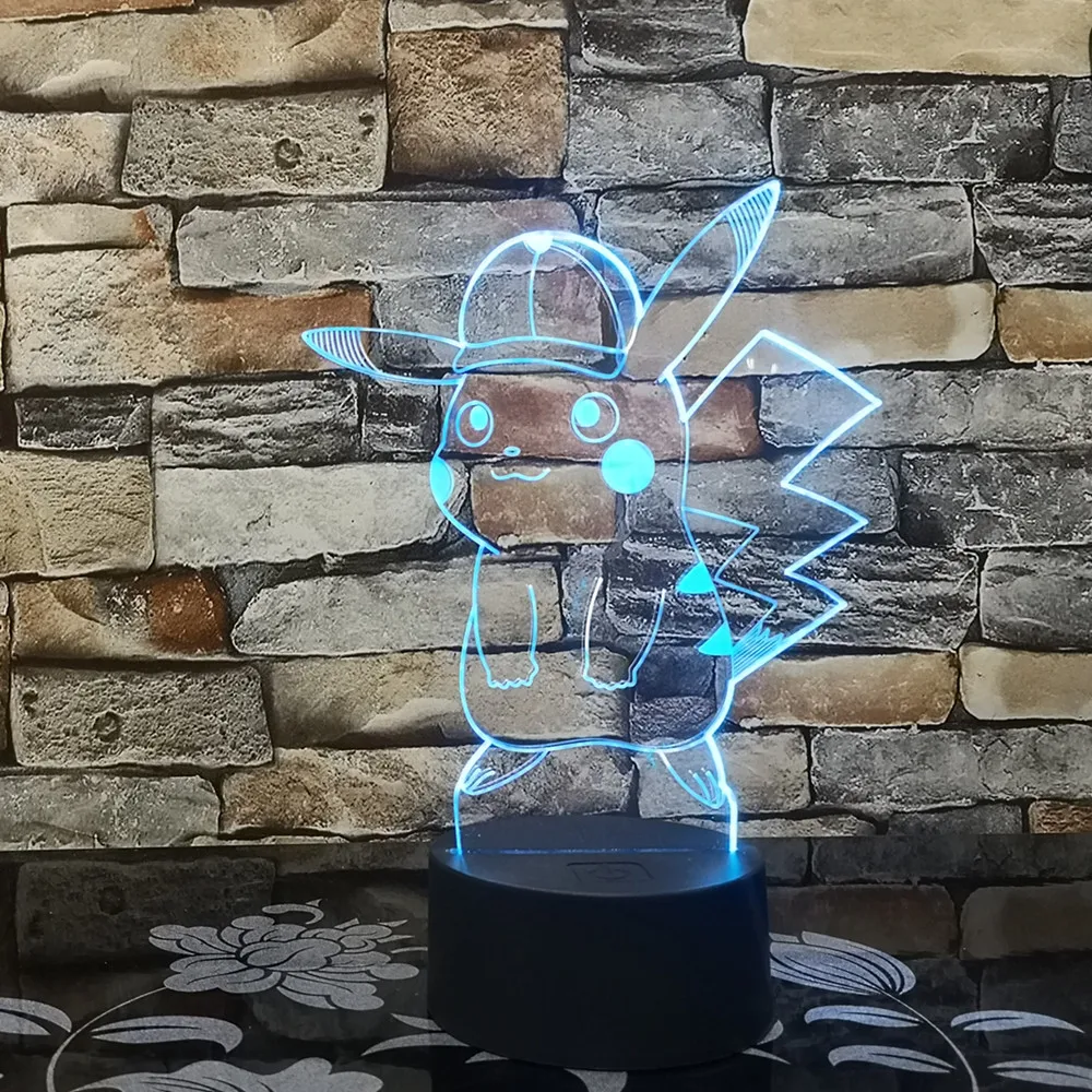 

Pikachu Eevee Turtle Bird Fire Dragon Pokeball Ball Bulbasaur 3D Lamp Pokemon Go Action Figure 3D RGB Lamp Bay Role 3d light