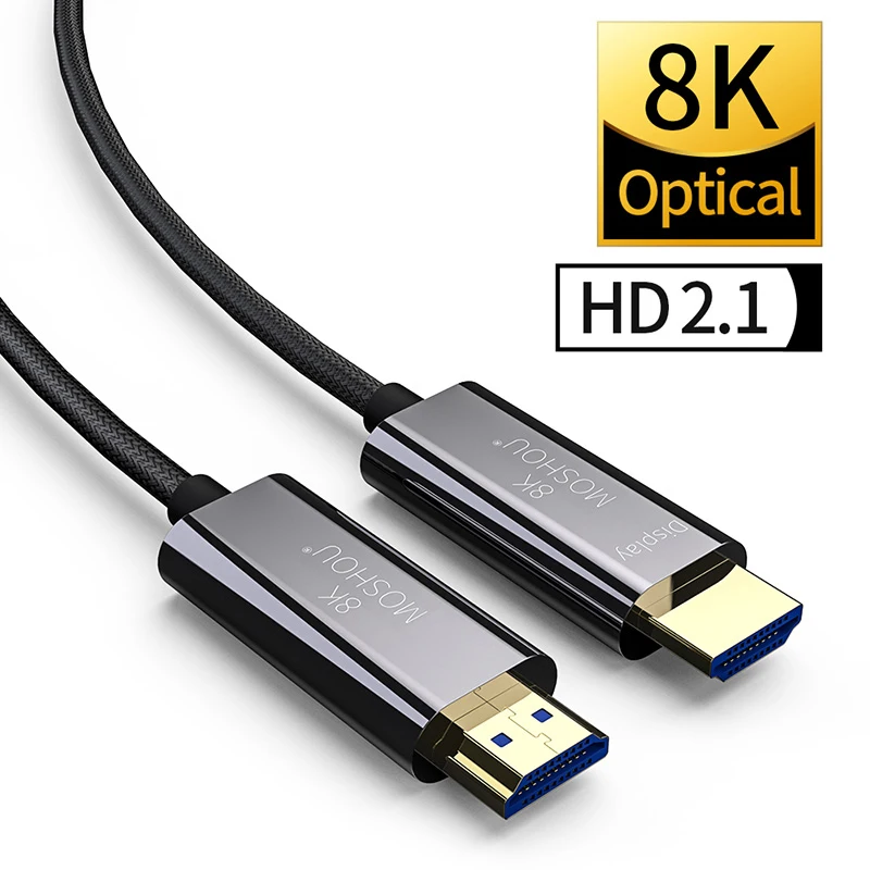 

MOSHOU Optical Fiber HDMI 2.1 Cable for PS5 8K/60Hz 4K/120Hz 48Gbs with Audio HDMI Cord HDR 4:4:4 Lossless amplifier for RTX3070