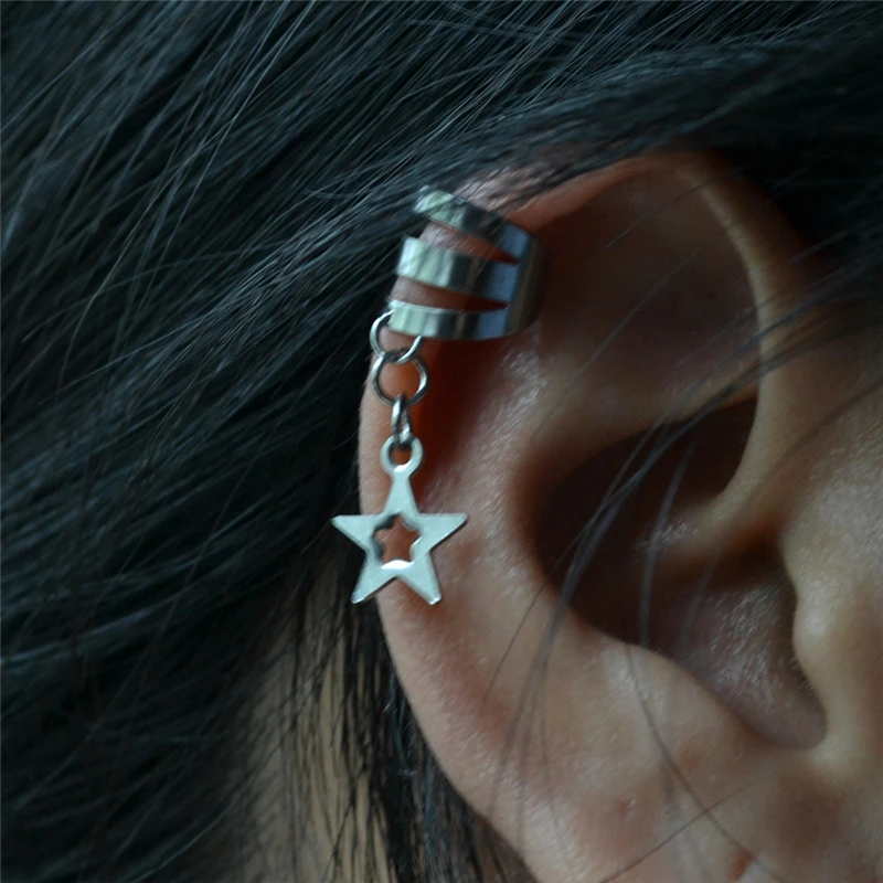 Clip on the ear Earrings for Women Men cuff fake stainless steel 1cm adjustable size wrap Fashion Jewelry Accessories 2pcs ear clip earrings clip earrings ear clip