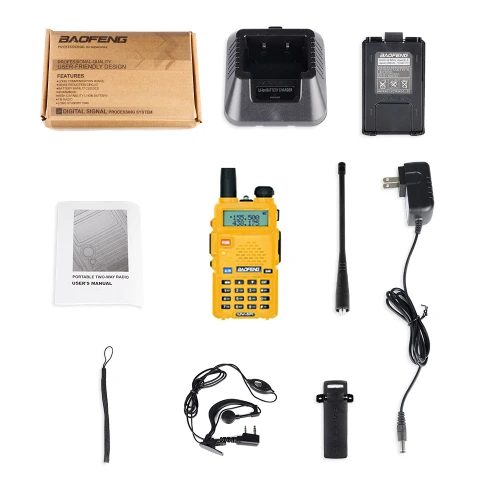 Yellow With Box 5 Вт Baofeng Walkie Talkie UV-5R двухстороннее радио профессиональная станция UV5R трансивер VHF UHF портативный UV 5R охотничья ветчина радио - Цвет: Yellow With Box