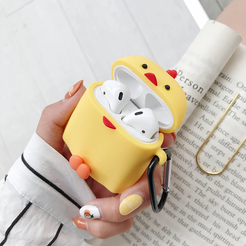 Курица Для apple Airpods чехол Защитная крышка Airpods Беспроводная bluetooth-гарнитура чехол для наушников защита от падения Чехол с крюком