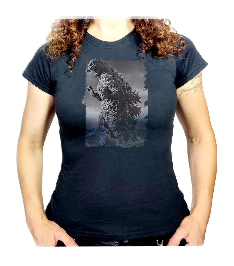 Merchandmania Zwarte T shirt Godzilla Retro Vintage Movie Zomer Korte Mouw|T-shirts| - AliExpress