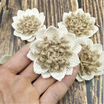 

5pcs Wedding Decoration Burlap Rope Flower Handmade DIY Christmas Party Decoration Birthday Party Gift Jewelry Accessories-C