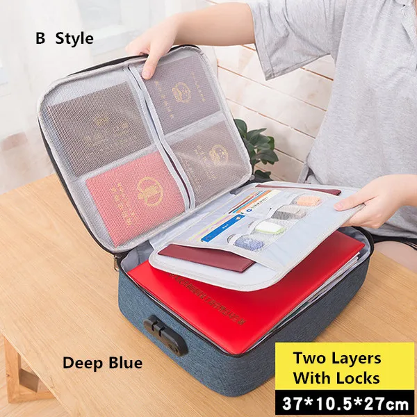 Navy Blue B Водонепроницаемая Сумка для документов для деловой поездки, портативный бытовой чехол для хранения, сертификат для путешествий, отделочный органайзер, сумка, аксессуары - Цвет: Navy Blue B
