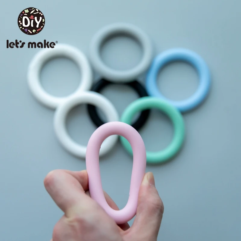 

Let's Make 10pc 65mm Silicone Teething Beads Baby Toys For Nursing Necklace Rattle Baby Feeding Silicone Ring Baby Teether