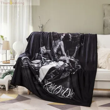 

Thumbedding Black Motorcycle Flannel Designer Blanket 3D Sport Throw Blanket Comfortable Material Soft Touching Bedspread