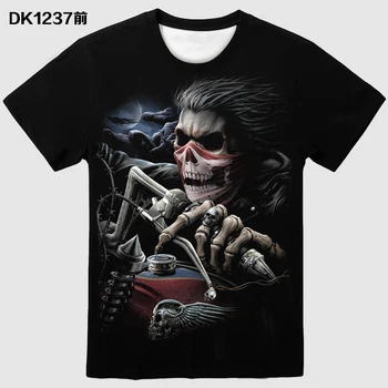 

New Motorcycle Skull 3dT-Shirt Men Women Fashion Hip Hop T-Shirt Streetwear Pullover T Shirt Camisetas Hombre Tops Tees