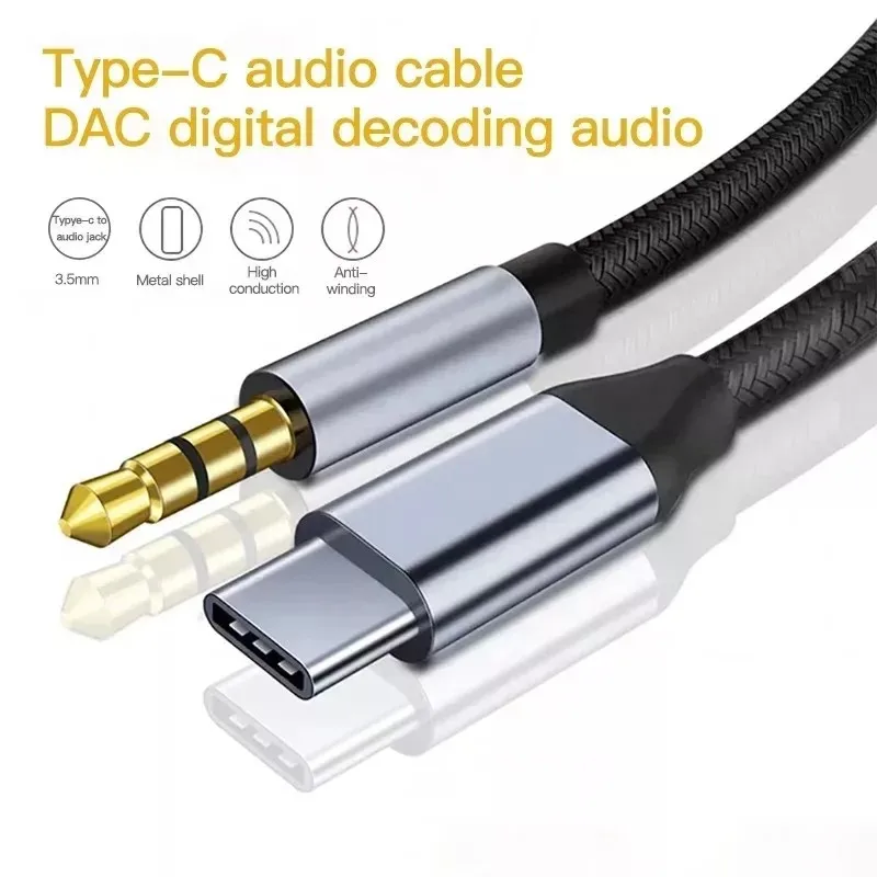Cavo Da USB-C A Jack 3.5mm AUX – 2 Pezzi (0.9m + 1.8m), Intrecciato, Stereo, Per IPhone 15/16, Samsung Galaxy S24, Pixel, Auto