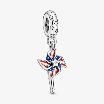 

2020 New 925 Sterling Silver Enamel American Windmill Dangle Charms Fit Original Pandora Bracelet Women DIY Jewelry Pendant Bead