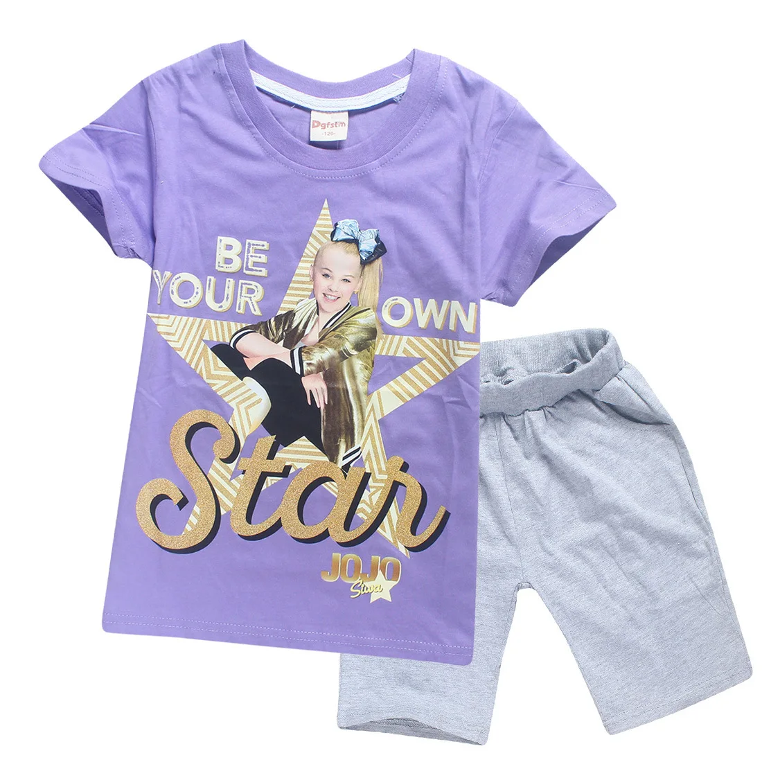 JOJO SIWA/Детские футболки хлопковые футболки для маленьких девочек комплекты с короткими рукавами для мальчиков и девочек футболки Одежда для девочек 10-12 лет - Цвет: S8361-purple