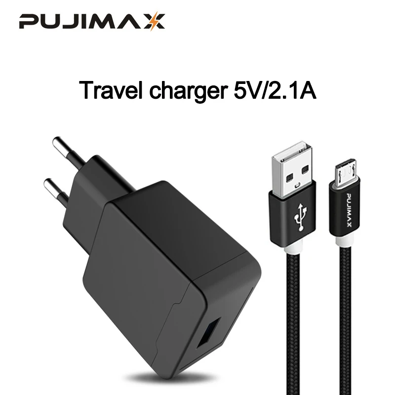 

PUJIMAX USB Charger with 1M cable For iPhone 5V 2.1A USB Wall/Travel Charger Portable Mobile Phone Charging Adapter For Samsung