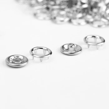 

New 100 x push button 9.5 mm press eyelets with 5 claws 3.5 mm silver