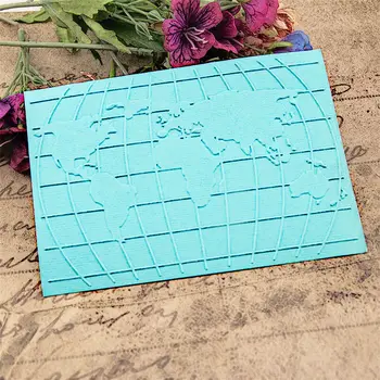 

10.5x14.7cm world map Embossing folders Plastic bump Scrapbooking DIY Template Fondant indentation Cake Photo Album Card Make