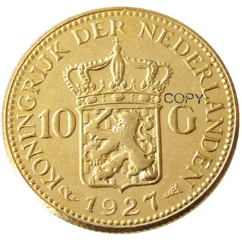 

Netherlands 1927 Wilhelmina I, 10 Gulden Gold Plated Copy Cheap Coin