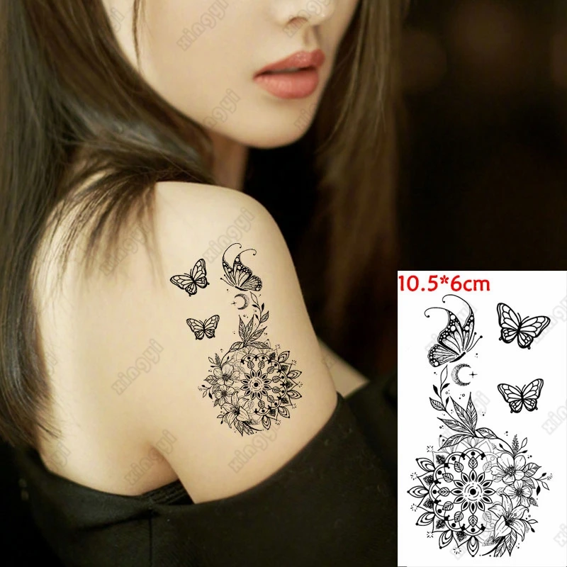 

Butterfly Waterproof Temporary Tattoo Sticker Wing Feather Flower Tatoo Arm Wrist Water Transfer Fake Tatto Body Art Women Men