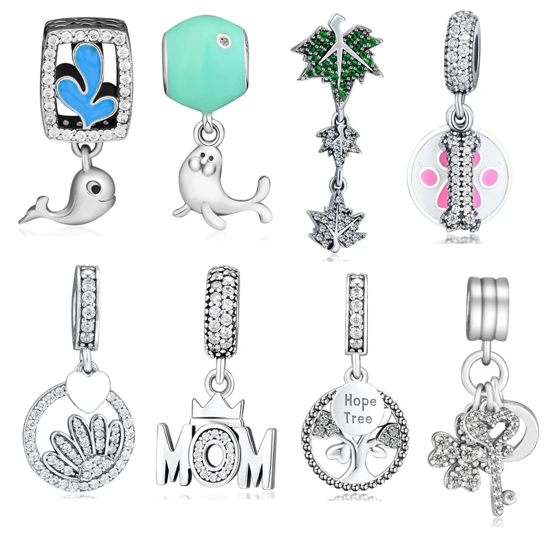 

Beads 100% 925 Sterling Silver Glamour Trio Hope Tree Mom Leaves Love My Dog Curious & Playful Dolphin Half Daisy Charms