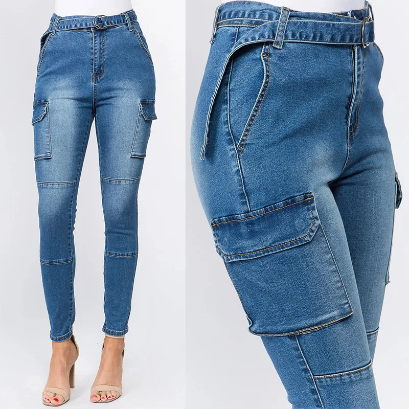 

Skinny Jeans Women Patchwork Femme Vaqueros Mujer Mom Boyfriend Donna Slim Denim Pants Cargo Plus Size Vintage Streetwear Blue