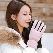 Зимние толстые кожаные перчатки из хлопка, мужские теплые женские перчатки с сенсорным экраном для езды на мотоцикле, зимние лыжные перчатки