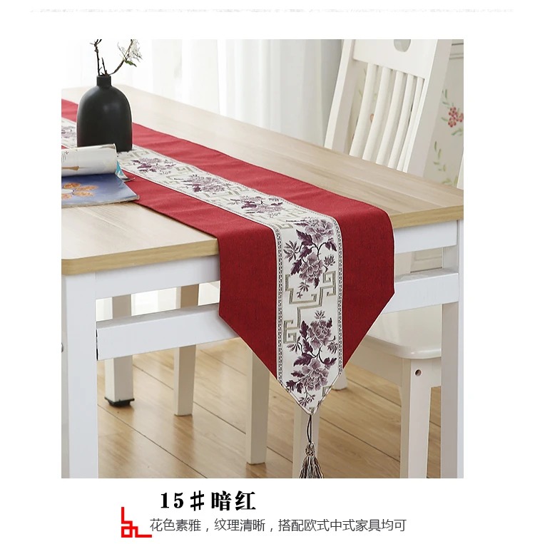 Retro Blue and White Porcelain Dining Flag Table Cloth Linen Table Runner Shoe Cabinet chemin de table tafelloper arpillera L03