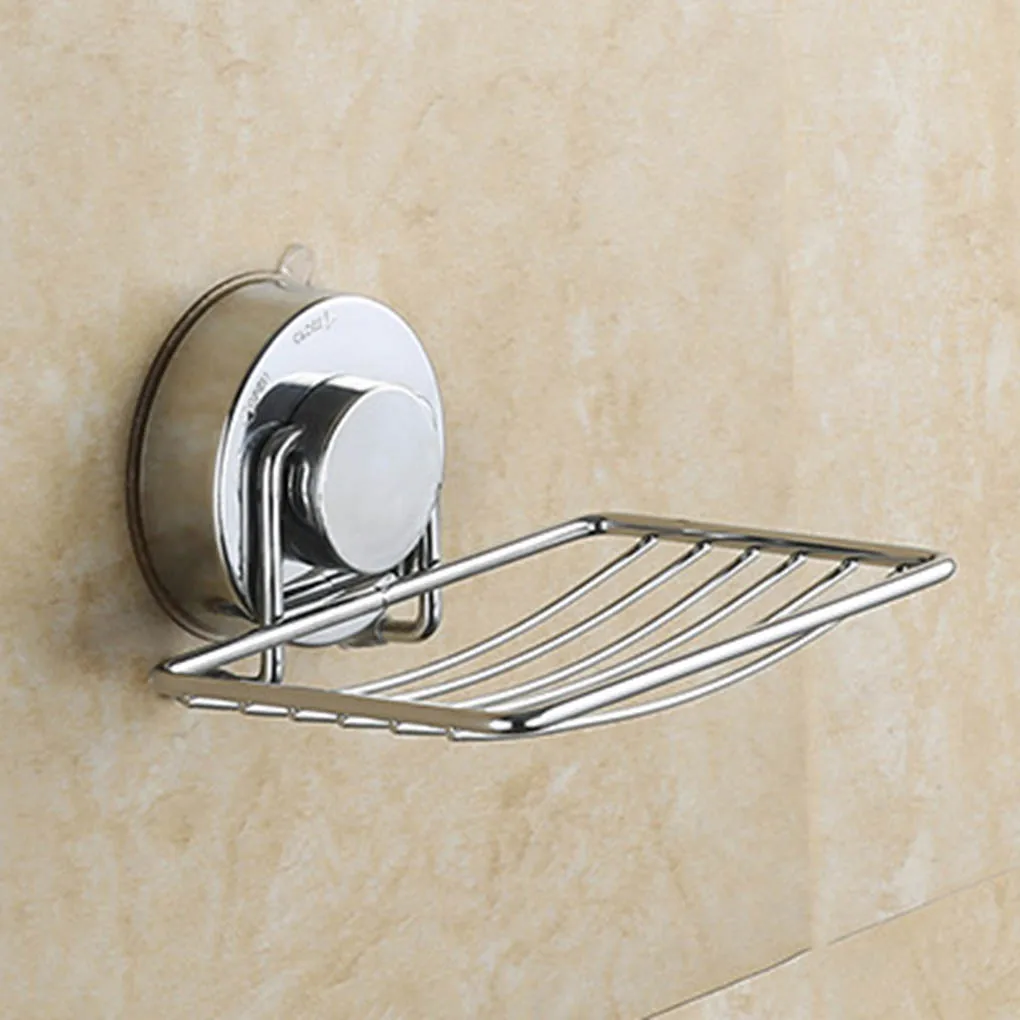 

Suction Cup Soap Holder Draining Rack Stainless Steel Wall-Mounted Soap Dish Shower Box Dish Punch-Free Bathroom Accessories