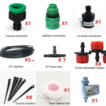 

Garden Irrigation System Micro Drip Irrigation Kit Timing Controller Automatic Plant Watering Misting Device With Distribution