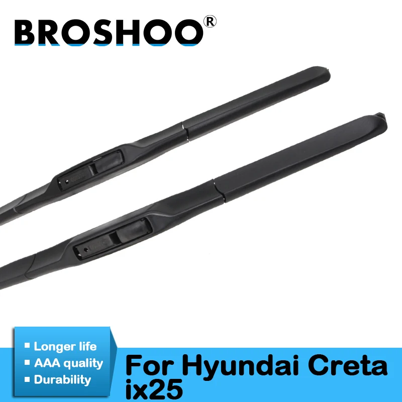 

BROSHOO Car Windscreen Wiper Blades Styling For Hyundai Creta IX25 24"&16",2014 2015 2016 2017 2018 Fit Standard Hook Arm