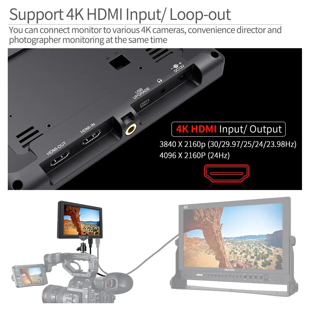 FEELWORLD T756 7'' 1920x1200 IPS On Camera Field Monitor Support 4K HDMI Input Output + NP750 Battery Charger for Camera ZHIYUN