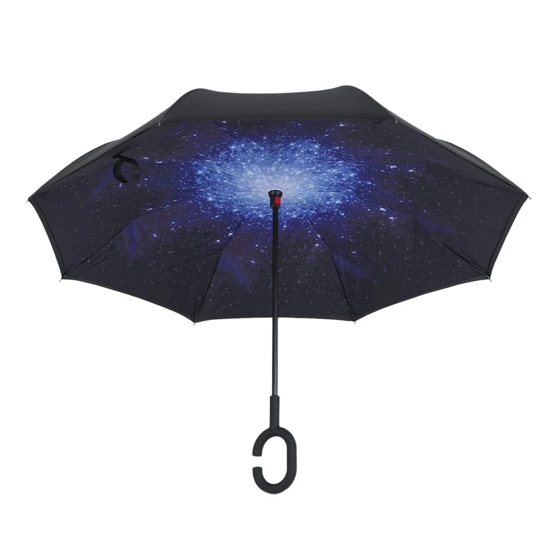 

Starry sky Folding Reverse Umbrella Double Layer Inverted Windproof Rain Car Umbrellas For Women