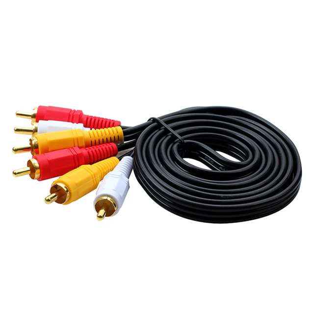 3 RCA Cable (6 FT) - 3RCA AV RCA Composite Video + 2RCA Stereo Audio M/M  Male to Male Dual Shielded RCA Connector Plug Jack Wire Cord