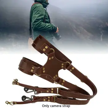 

Camera Strap Leather Double Shoulder Strap DSLR Strap Camera Nikon Pentax Black Samsung Brown Harness Sony For Canon Fuji L8V6
