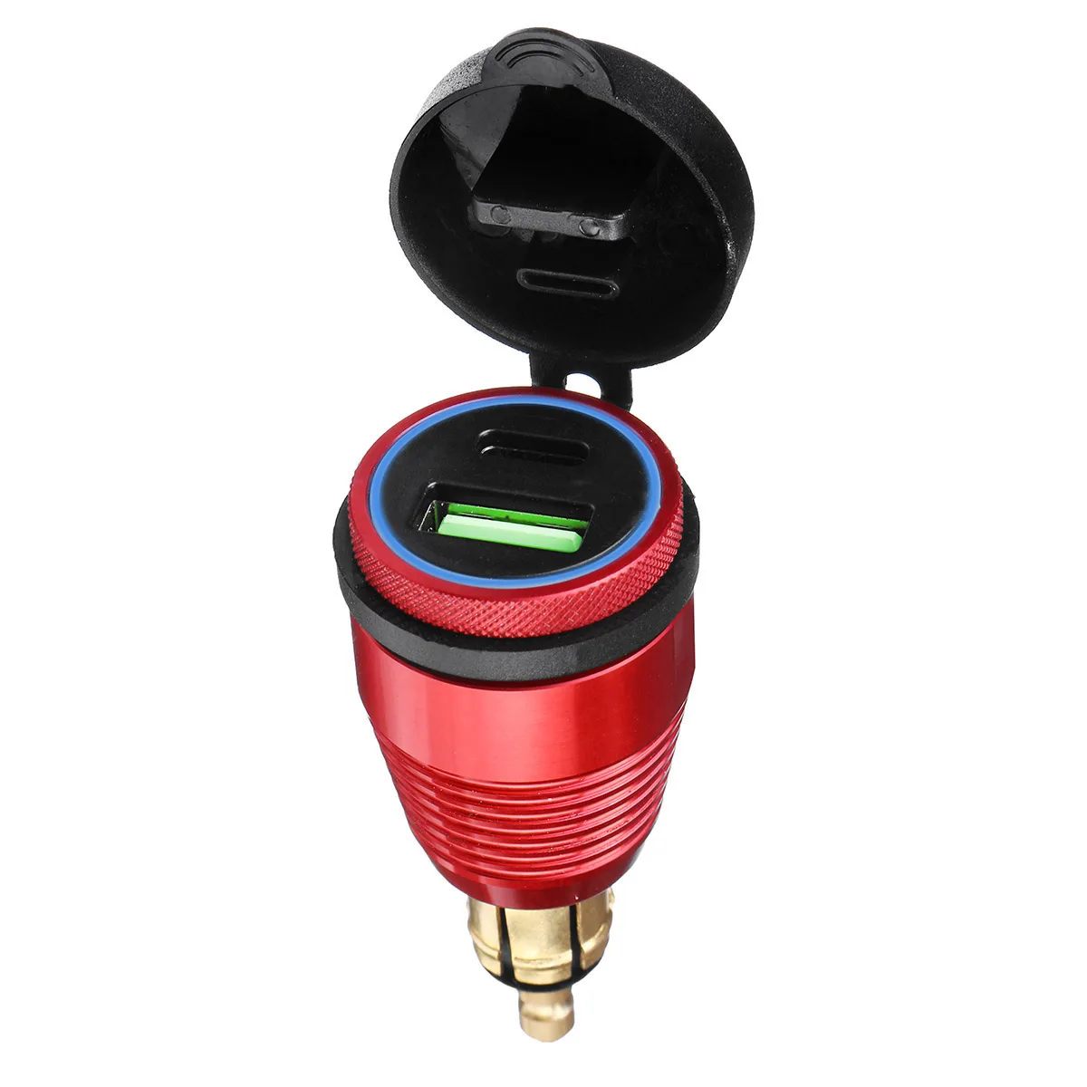 Red Blue Light Алюминий 12V 24V светодиодный кабель для быстрой зарядки с 3,0 Тип usb C авто зарядное устройство для Зарядное устройство Мощность адаптер для автомобиля Лодка ATV для телефона на мотоцикл - Название цвета: Red Blue Light
