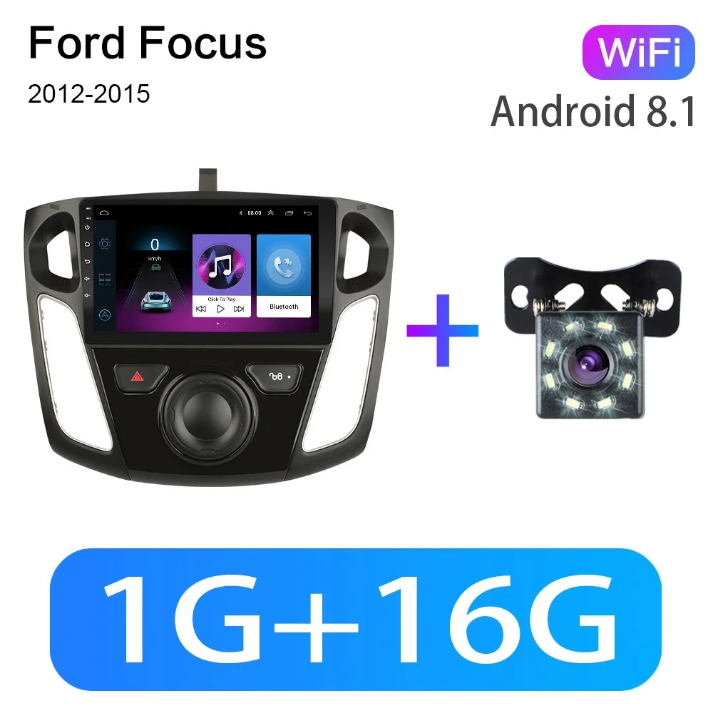 2G+ 32G " 2din Android 8,1 GO автомобильный dvd-плеер для Ford Focus 3 2012 2013 автомобильный Радио gps навигация wifi DSP ips плеер - Цвет: WIFI 1G-16-8LED