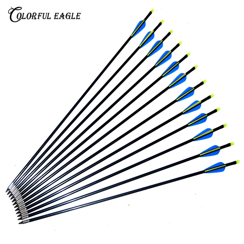12 or 6 Archery Arrows carbon fibreglass with steel tip compound or Recurve Bow 