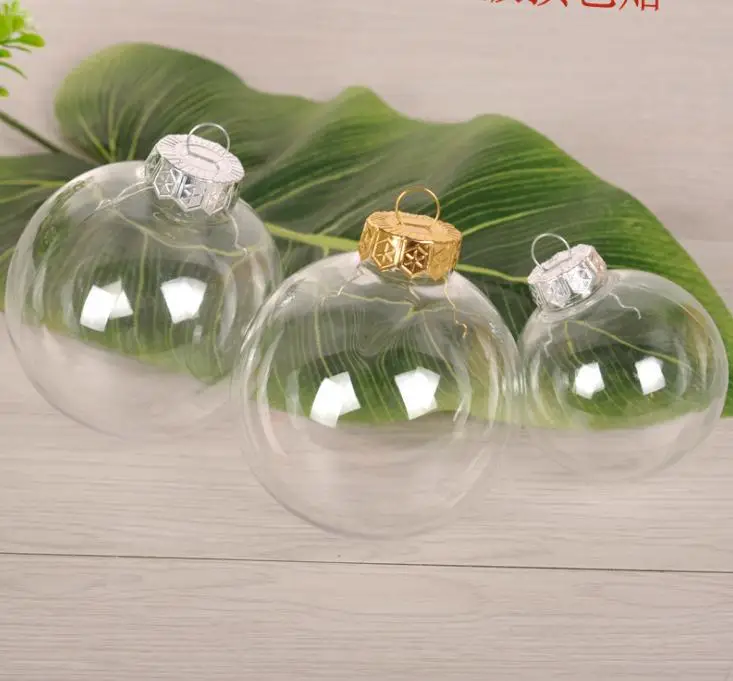 

Free Shipping 100pcs DIY Paintable/Shatterproof Clear Christmas Ball, Gold Cap Plastic Disc Ornament SN2076