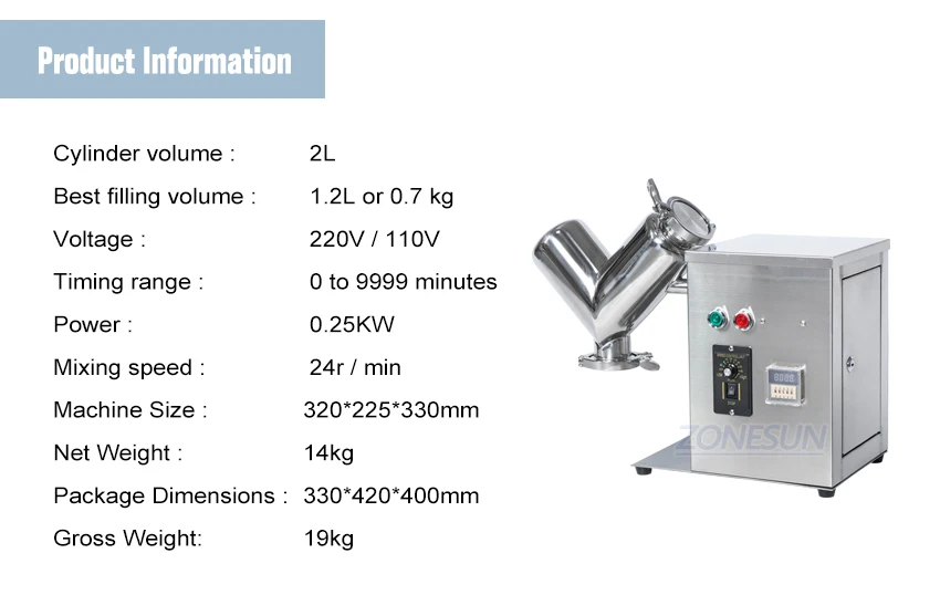 Máquina de Mistura de Pó ZONESUN ZS-V2 