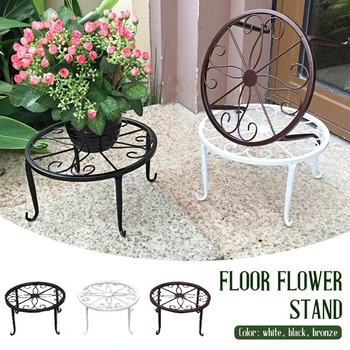 

Wrought Iron Potted Stander Flower Pot Rack Stand Basion Display Shelf Garden Plant Flower Holder Balcony Round Home Decor Rack