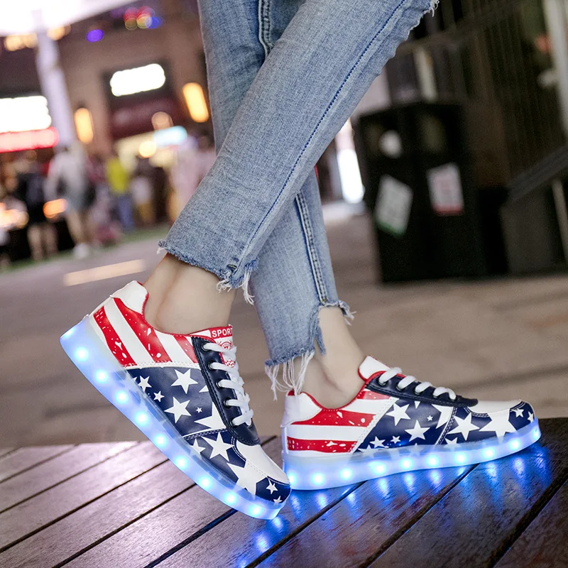 Size 30-44 Kids Luminous Sneakers for Girls Boys Women Shoes with Light LED Shoes with Luminous Sole Glowing Sneakers LED Shoes