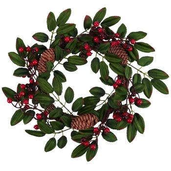 

Artificial Foam Berry Wreath With Natural Pine Cone Pendant Wall Decor Wreath 40Cm Christmas Wreath Door Decoration