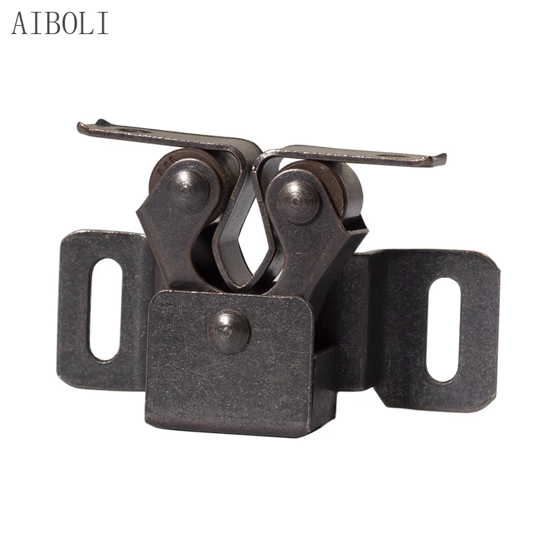 Furniture Door Stoppers Cupboard Cabinet Door Roller Latch Twin Double Catches with Striker and Screws
