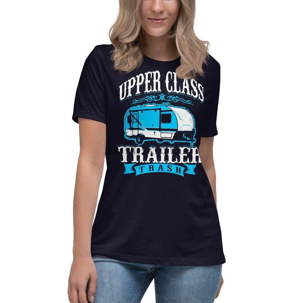 De clase alta basura T camisa para mujer de cuello rojo Humor Camping camiseta Offroad Camiseta con estampado Adventure Glamping camisas|Camisetas| - AliExpress