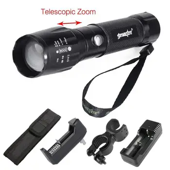 

SKYWOLFEY 6000LM T6 LED Rechargeable Flashlight Torch+Charger+Bicycle Holder Clip+Torch Pouch+AC wall charger