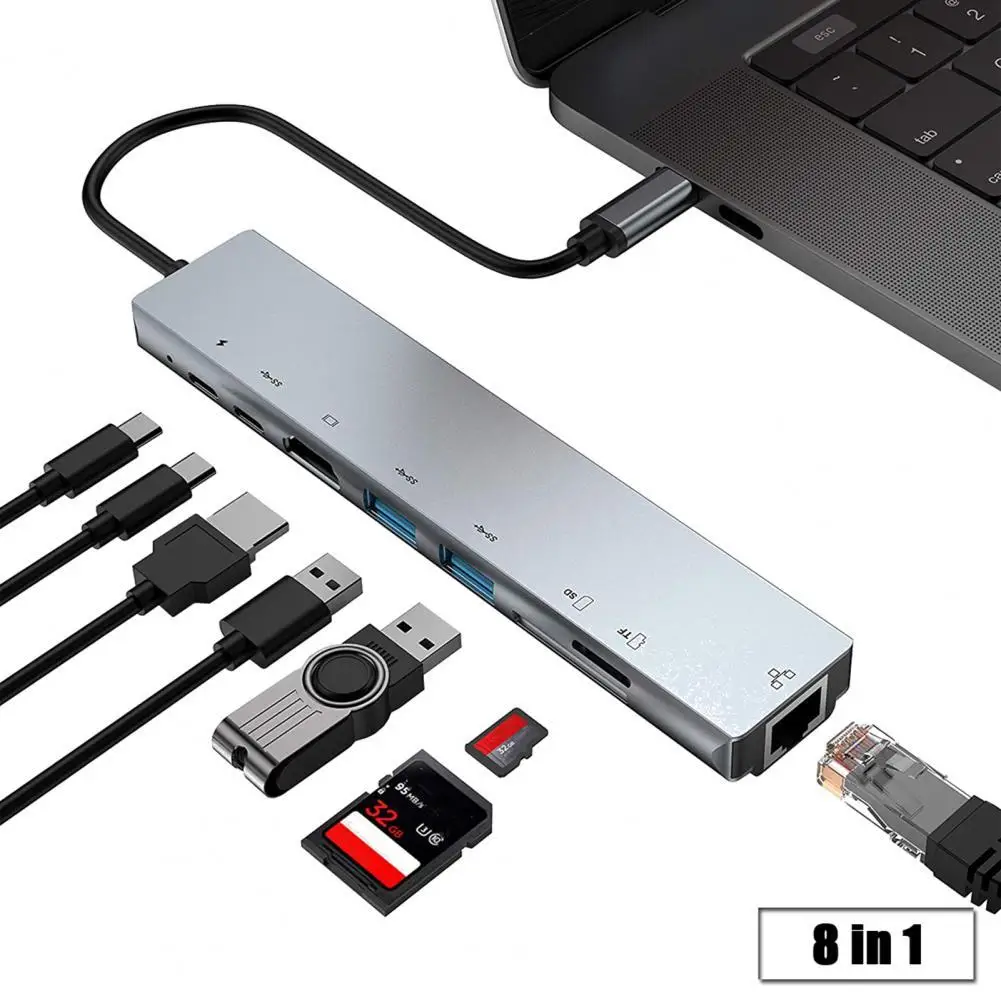Type-C Hub Docking Station Portable Multifunctional 8 in 1 USB 3.0 HDMI-compatible RJ45 PD Laptop for Macbook | Компьютеры и офис