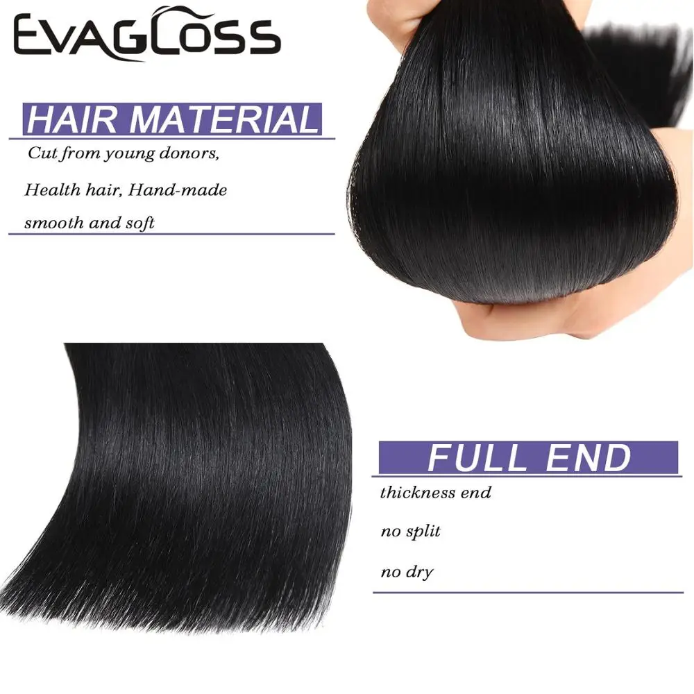 EVAGLOSS Remy 20 шт. 40 прямые накладные пряди из натуральных волос 80 шт.|Пряди с