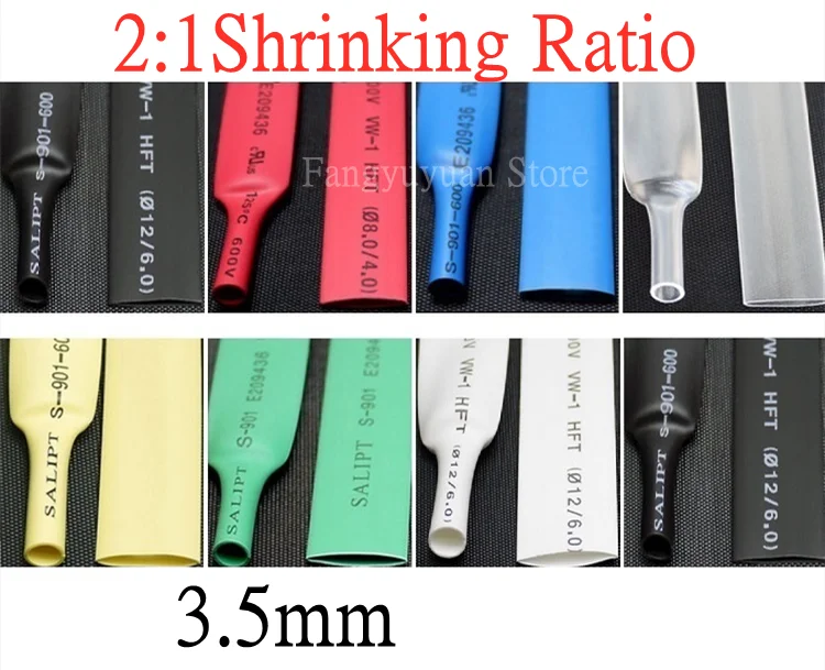 

1M Heat Shrink Tube 3.5mm Diameter Insulated Polyolefin 2:1 Shrinkage Ratio Wire Wrap Connector Line Repair 1KV Cable Sleeve