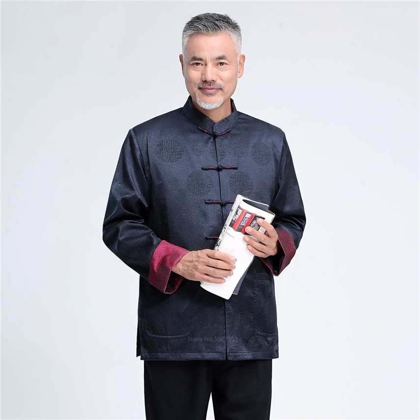 

Traditional Chinese Clothing for Man Embroidery New Year Tang Suit Long Sleeve Kung Fu Uniform Oriental China Coat Jacket