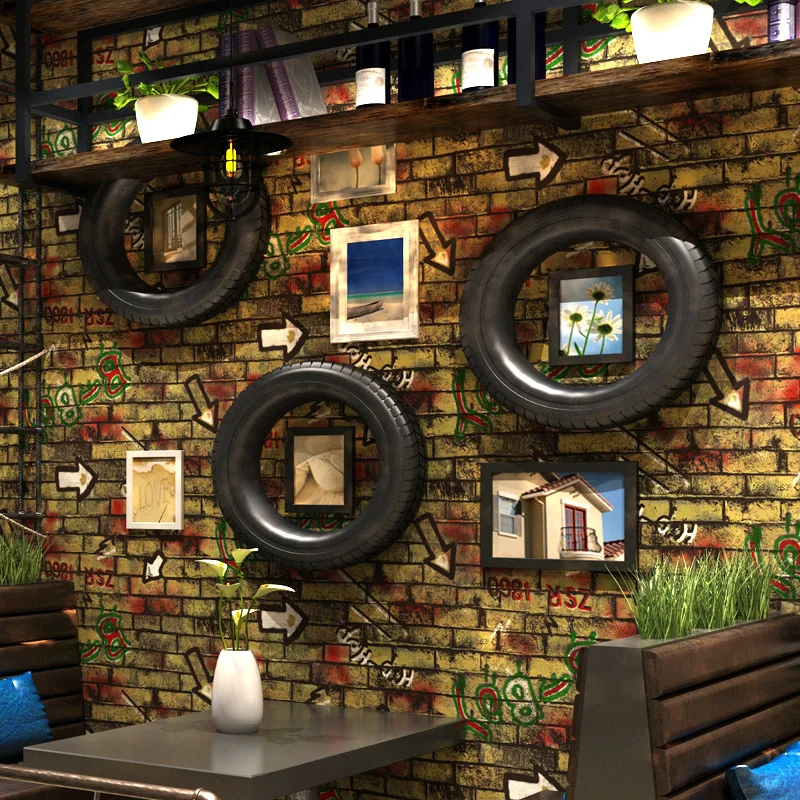 

Vintage Stone Brick Wallpaper 3D For Walls Roll PVC Waterproof Wall paper For Living Room Restaurant Vinyl Sticker