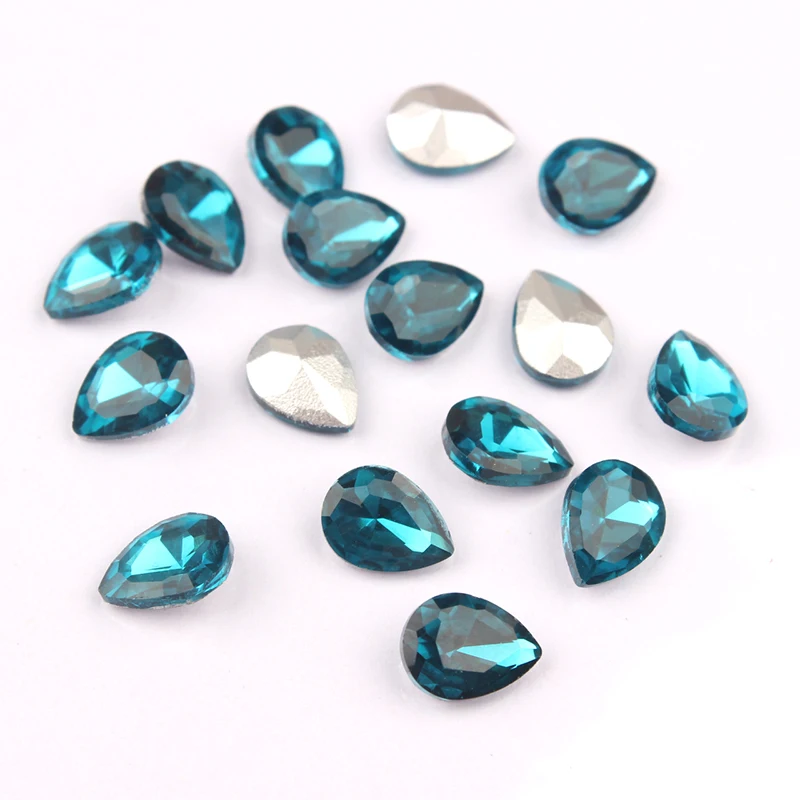 30 шт стеклянные кристаллы, Стразы 3D капли воды камни для дизайна ногтей украшения страз полировка Шарм Дизайн Аксессуары Ювелирные изделия - Цвет: Blue zircon