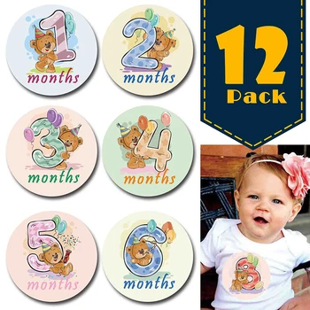 

12pcs Sticker Baby Photography Milestone Memorial Monthly Kids Commemorative Card Number Photo Props Accessorie Newborn Photo